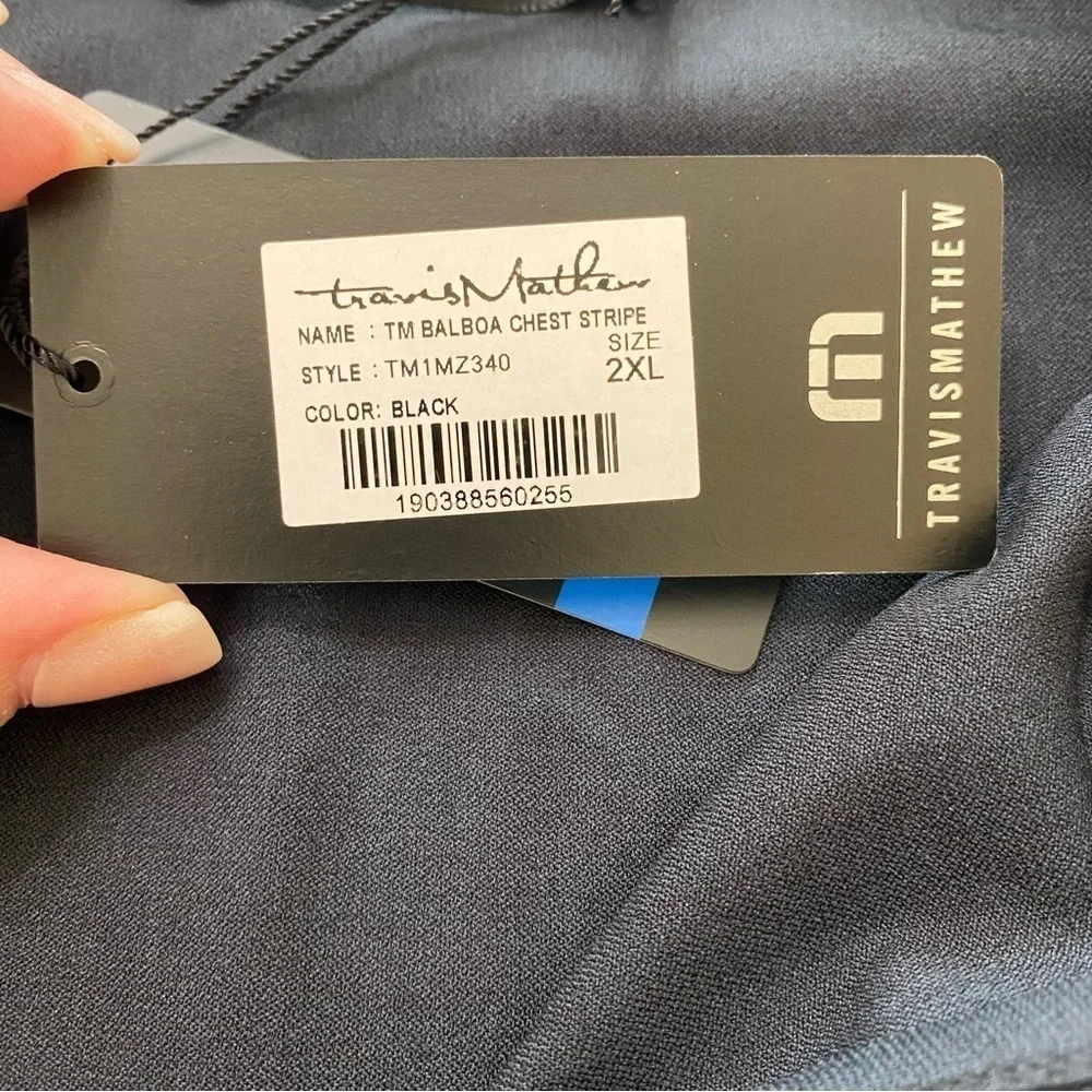Travis‎ Mathew New Size XXL Black Balboa Chest Stripe 1/4 Zip Long Sleeve Logo